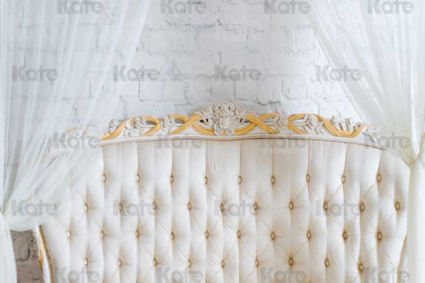 Kate 写真撮影のためのカーテンヘッドボードの背景と白い壁