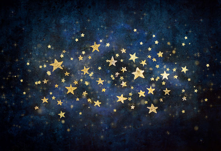 Kate 写真のための金の星の子供の背景を持つ夜空