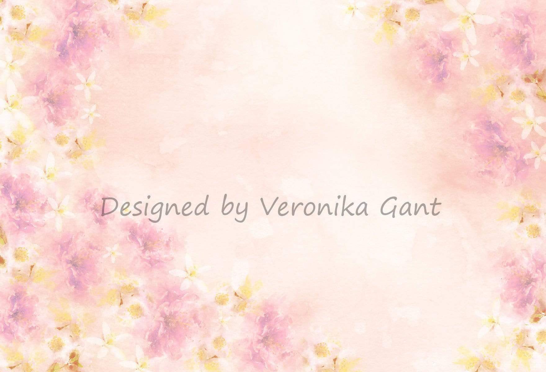 Kate ファインアート水彩画ピンクの花の抽象的な背景 のデザインですVeronika Gant