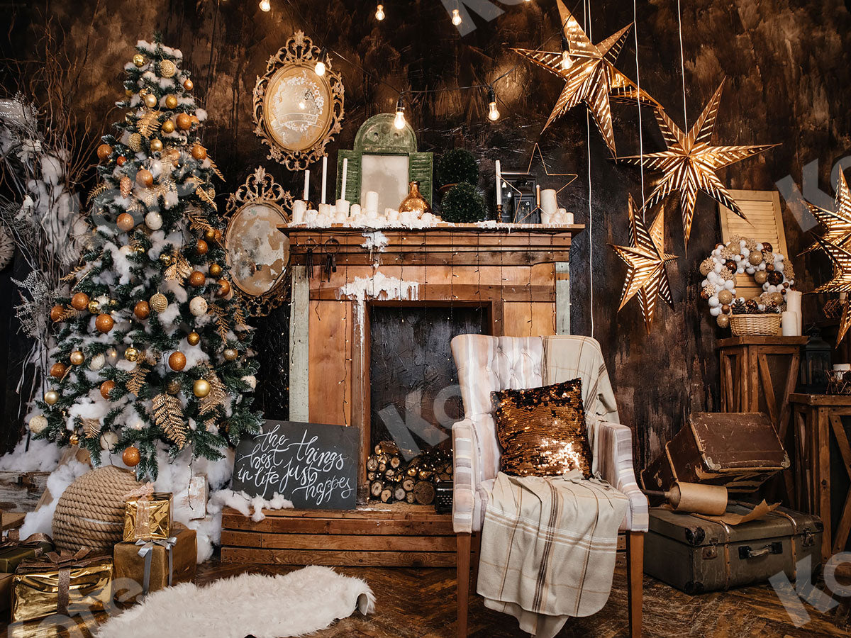 Kate レトロな茶色の木のクリスマスの背景