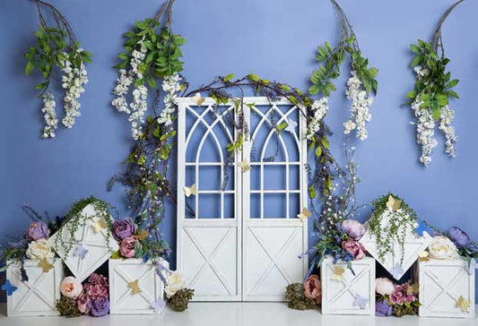 Kate 春の青い花の装飾の背景
