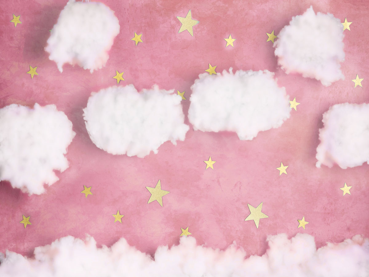 Kate 星を背景にピンクの綿菓子雲