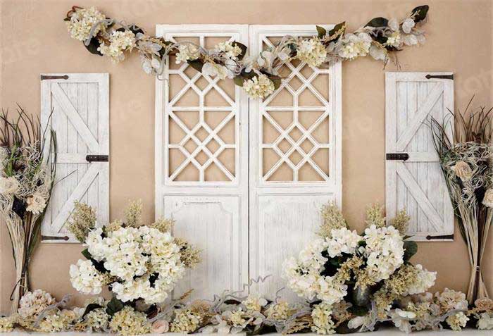 Kate誕生日白い木製のドアのカーキ色の壁の花の母の日大人の背景背景Rebeccaによって設計されました