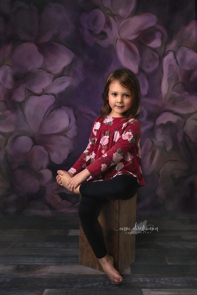Kate 写真撮影のためのファインアート紫絵画花の背景