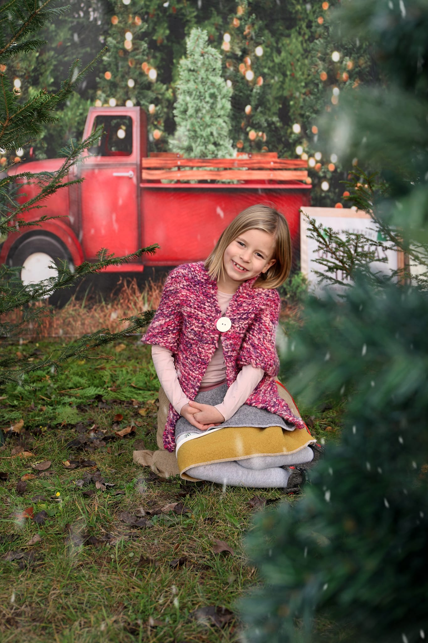 Kate 赤い車のクリスマスツリーファームの背景 によって設計された Pine Park Collection
