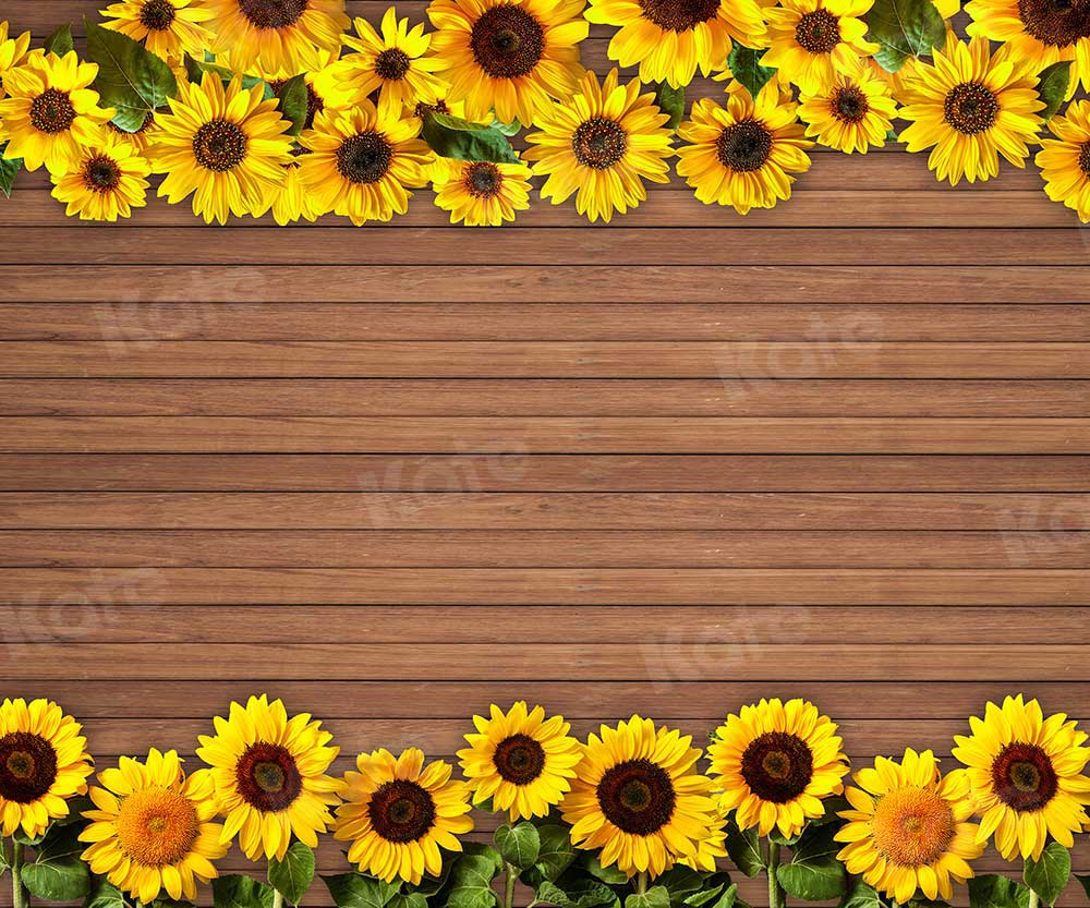 写真撮影のためのkateつのひまわりの木板背景花