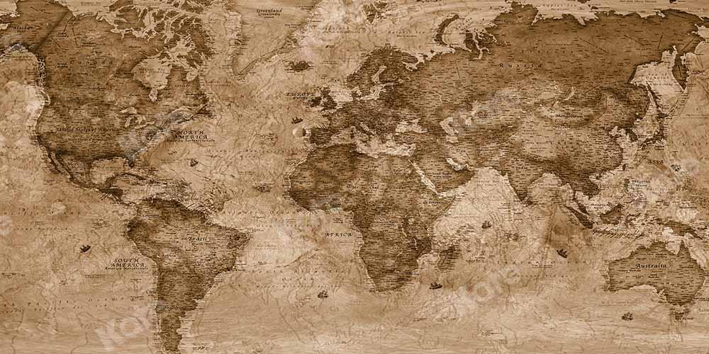 kateチェーン写真によって設計されたレトロな世界地図の背景