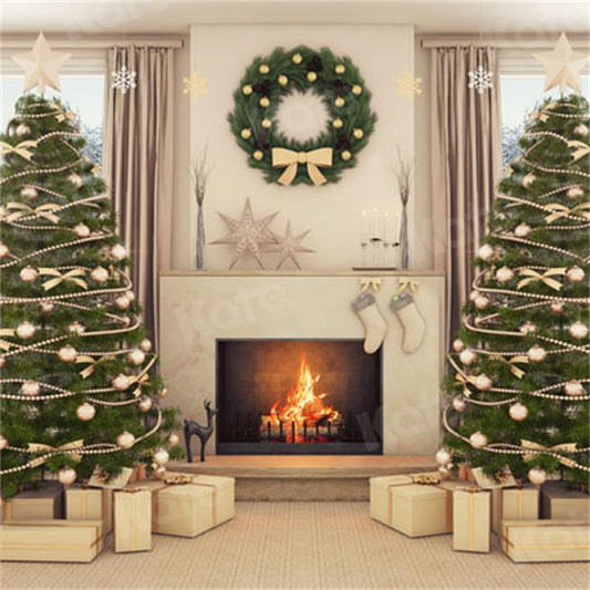 写真撮影のためのkateつのクリスマスツリー暖炉の冬の背景
