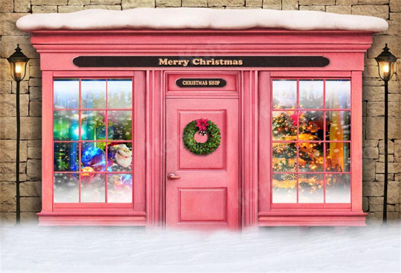 写真撮影のためのkateつのクリスマスショップ冬のピンクの背景