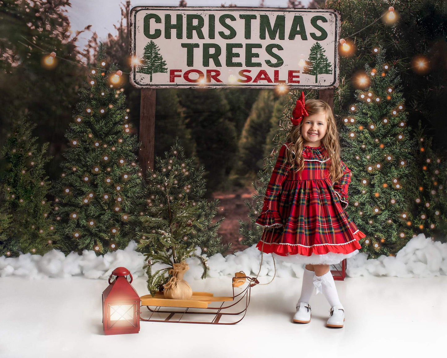 Kate 写真撮影のためのクリスマスの農場の木の背景
