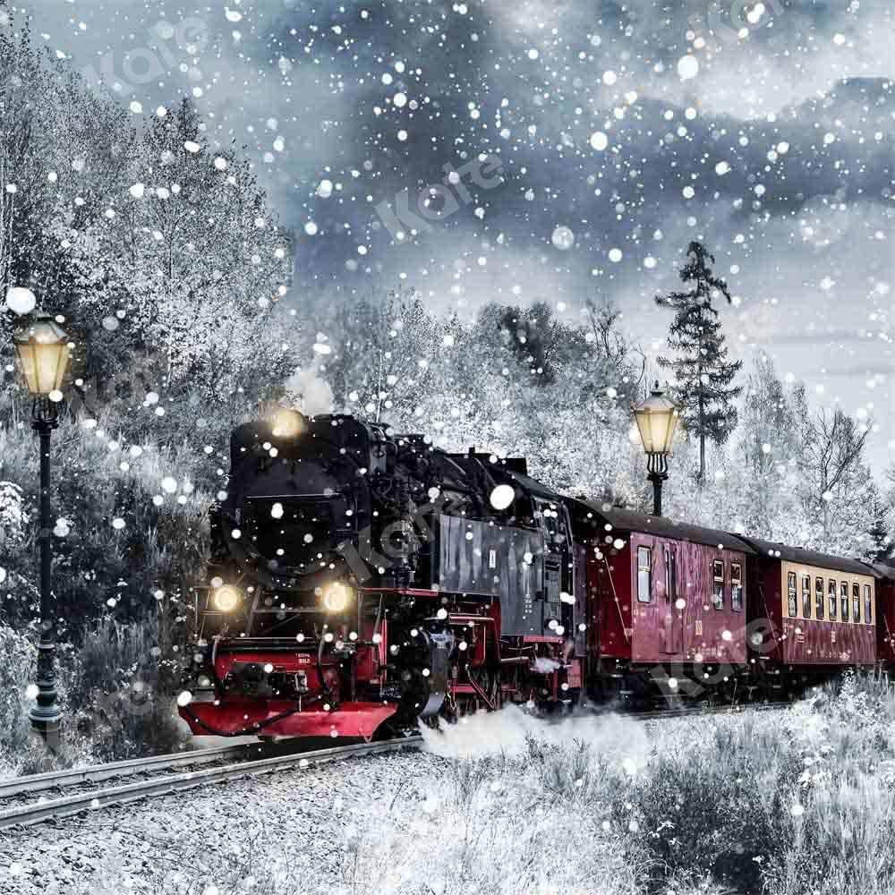 Kate 冬のクリスマス電車の背景雪Chain Photography設計
