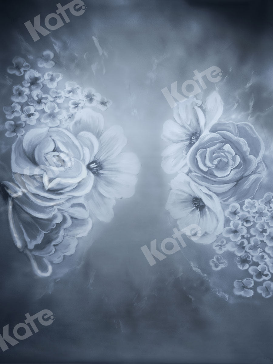 Kate ヴィンテージの白い花の抽象的な背景の布