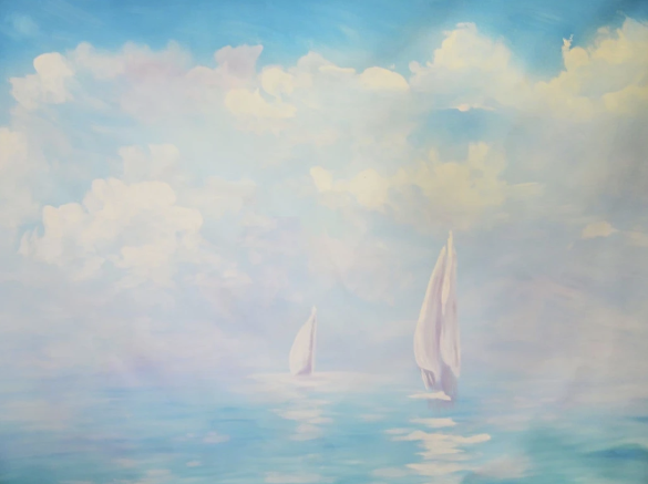 Kate 夏の海の絵ヨットの背景 のデザインです JS Photography