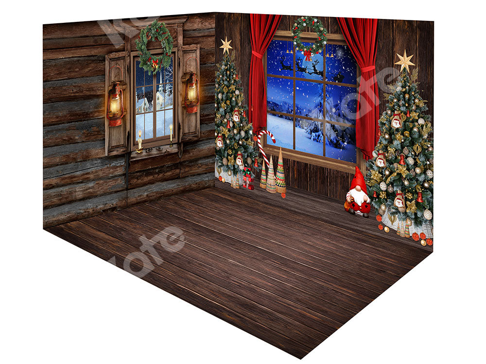 Kate クリスマスツリーの屋内Windows背景ルームセット 設計されたEmetselch