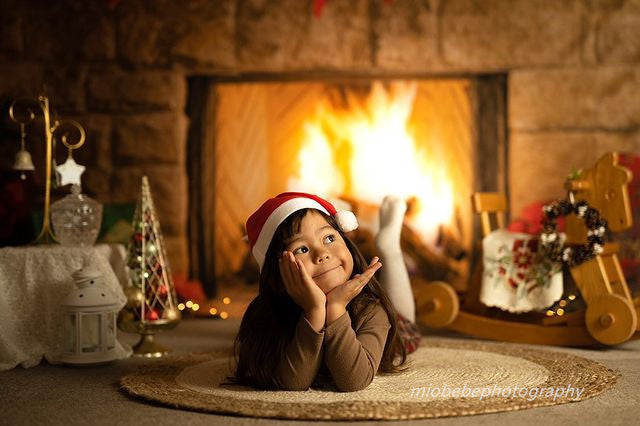Kate 暖炉ソックスクリスマスツリー写真背景