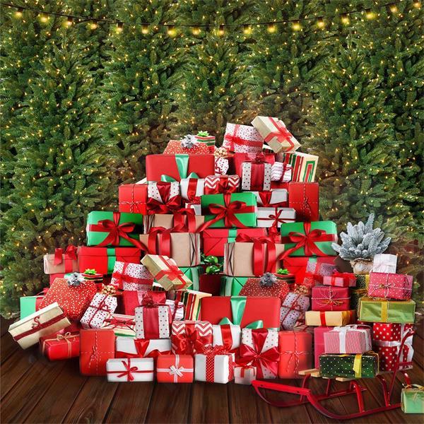 写真撮影のためのKateつのクリスマスプレゼントの背景ツリーウォッチ