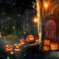 kateハロウィーンのカボチャの背景写真撮影のための秋の森の木の穴