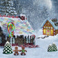 写真撮影のための雪の中のKateキャンディーハウスの背景
