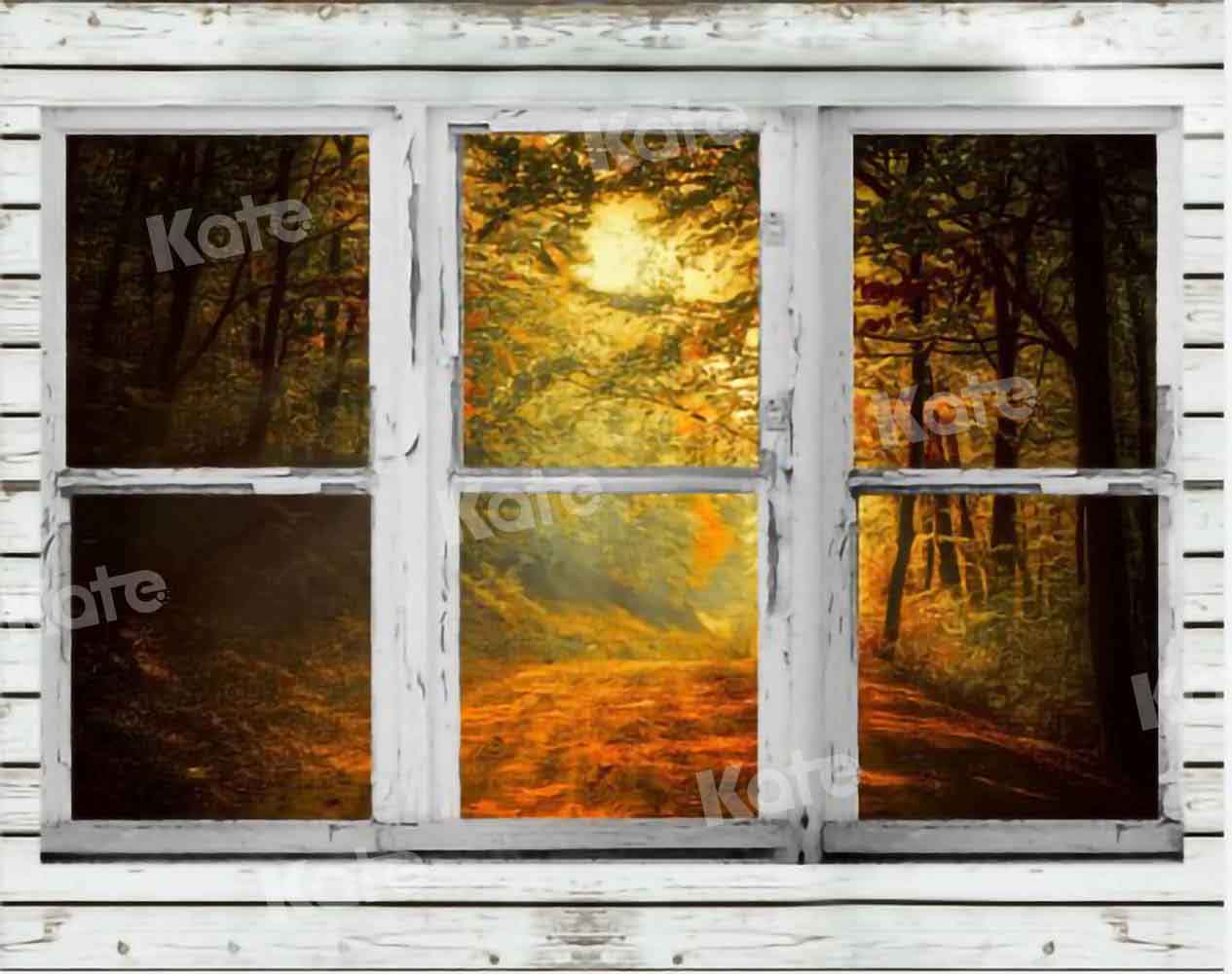 写真撮影のためのKate秋の森の背景ウィンドウ