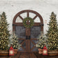 kateクリスマスツリーの背景写真撮影のための納屋のドアのレトロ