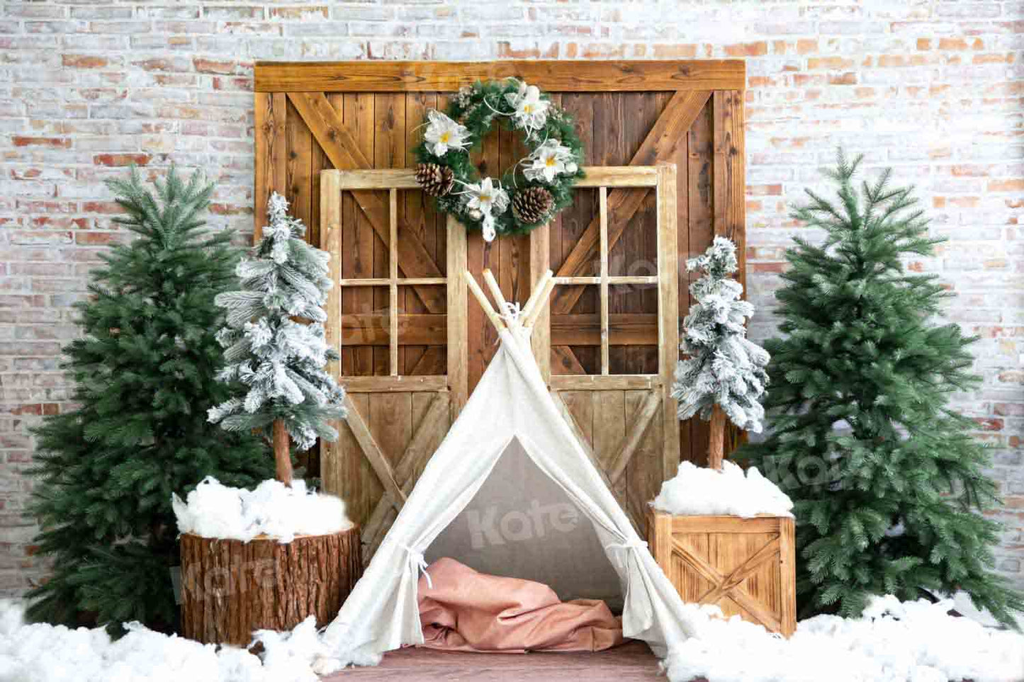 kateクリスマスの雪の背景冬のテント