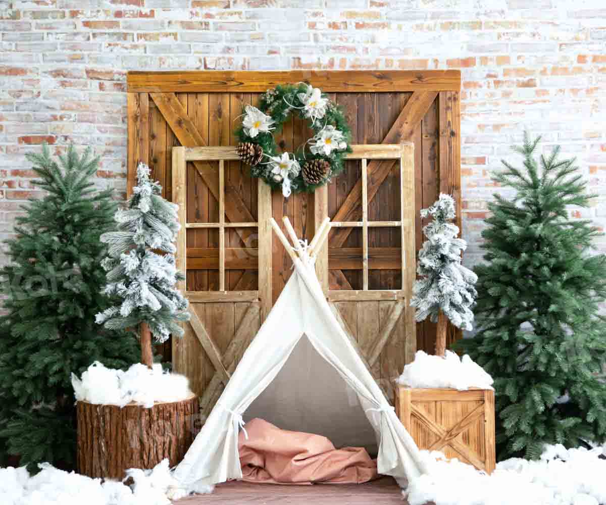 kateクリスマスの雪の背景冬のテント