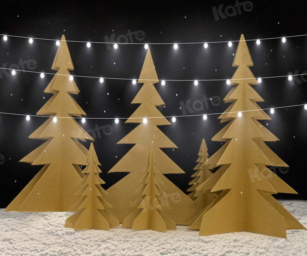 kateクリスマスツリーの背景冬の光雪の夜