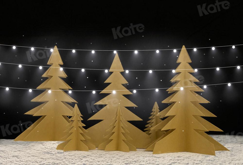 kateクリスマスツリーの背景冬の光雪の夜