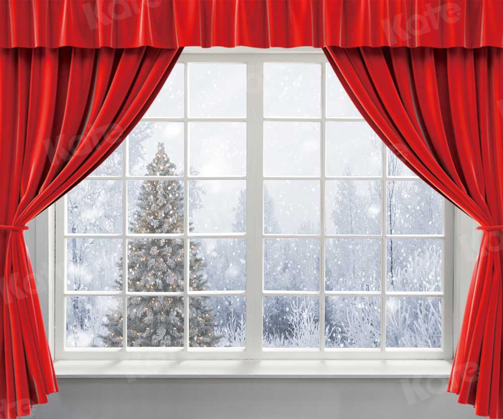 写真撮影のためのkateクリスマス冬の背景赤いカーテン
