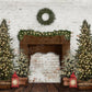 写真撮影のためのkateクリスマス冬の背景暖炉の花輪
