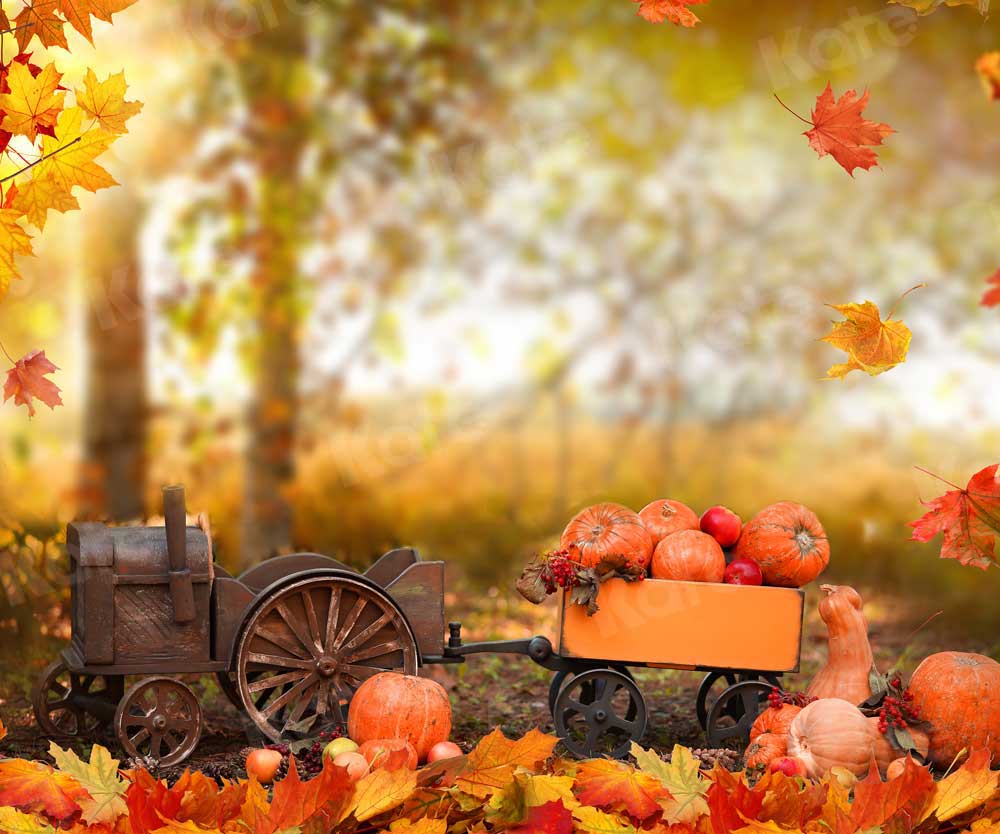 写真撮影のためのkateつのハロウィーンの秋の背景カボチャ車