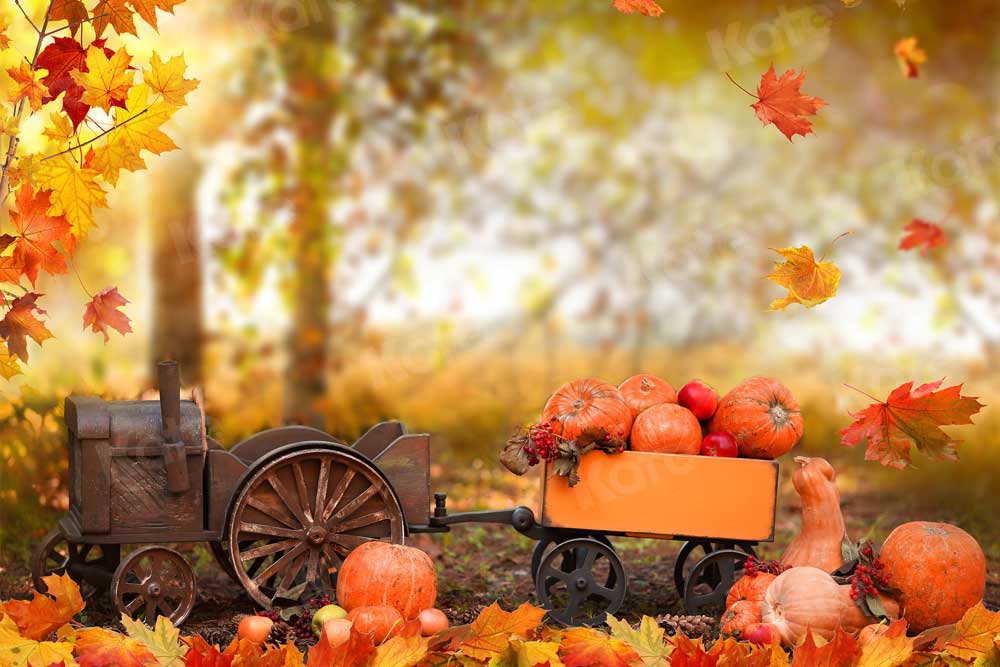 写真撮影のためのkateつのハロウィーンの秋の背景カボチャ車