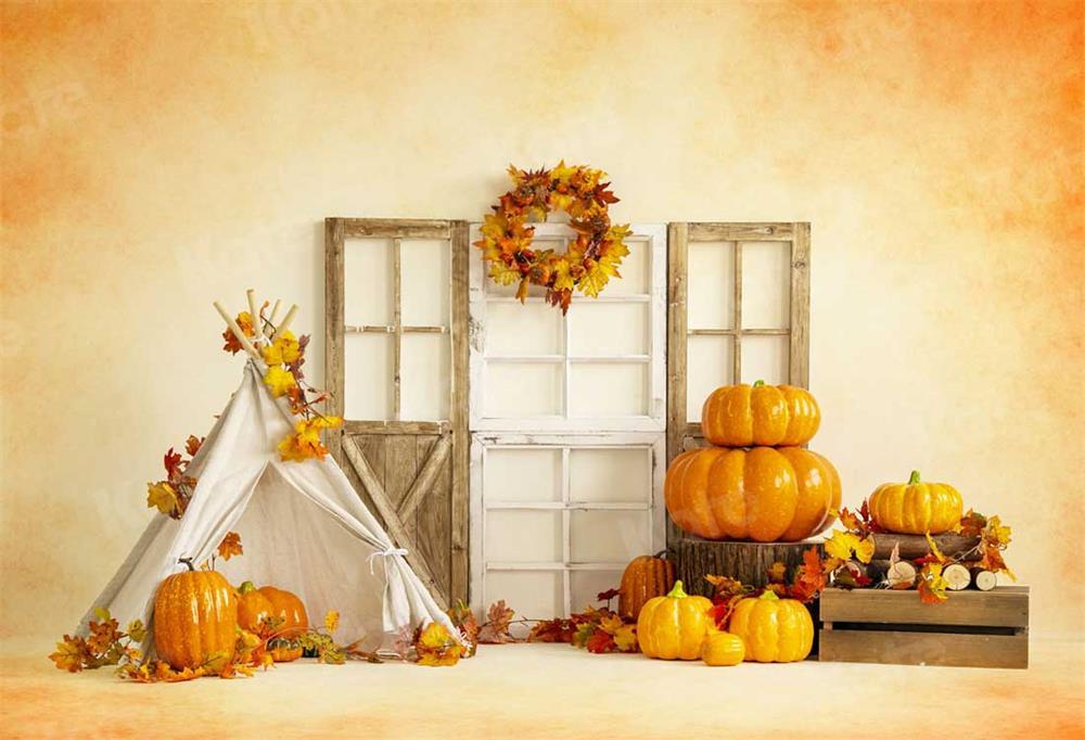 kate秋の収穫の背景写真撮影のためのハロウィーンのカボチャのテント