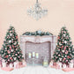 写真撮影のためのkateつのクリスマスツリーの背景暖炉ピンクの壁