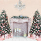 写真撮影のためのkateつのクリスマスツリーの背景暖炉ピンクの壁