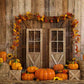 kate秋のカボチャの背景納屋のドア