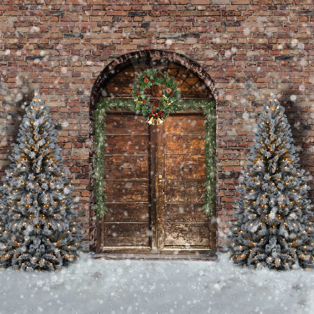 kateクリスマスツリーの背景写真撮影のためのレトロな雪の冬