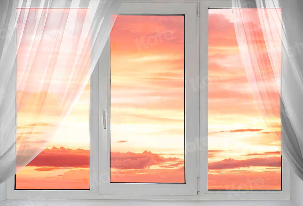 kate風景撮影のための夕日の背景屋内窓