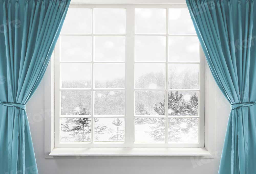 写真撮影のためのkateつの窓の屋内背景冬の雪